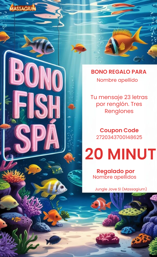 Bono horizontal precio fijo oculto 20€ fish spa